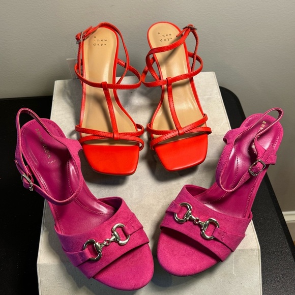 Anne Klein, A new day Red and Pink Heels with Strappy Design, size 9, NWOT - Picture 1 of 16